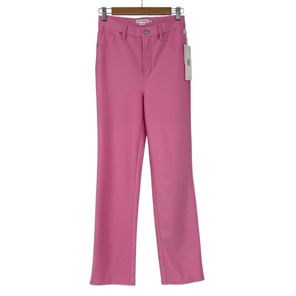 Good American Compression Shine Sorority Pink Straight Pants 28 NWT High Rise - Picture 6 of 10